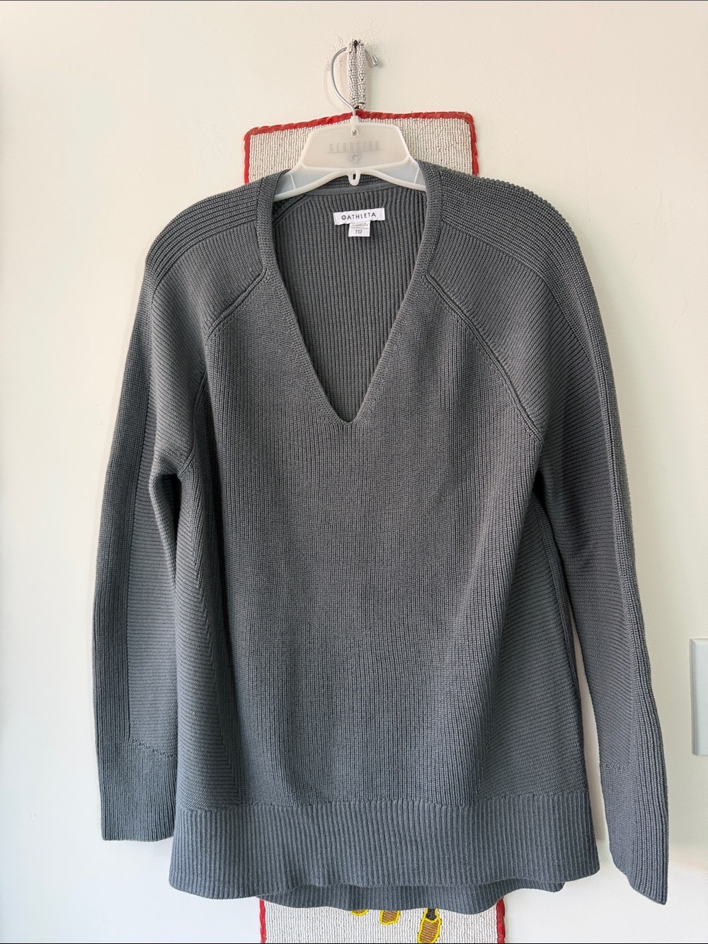 “Athleta Hanover V-Neck Sweater Pure Merino Wool